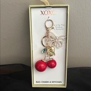 XOXO CHERRY BAG CHARM & KEYCHAIN